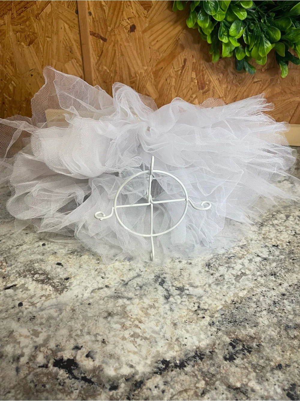 His & Hers White Wedding Gown & Veil on Wire Centerpiece Display Figure